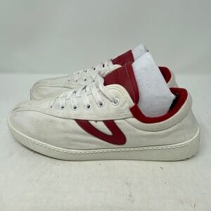 Tretorn Nylite Womens 8 White Canvas Tennis Sneakers Red Gullwing Logo 1041461